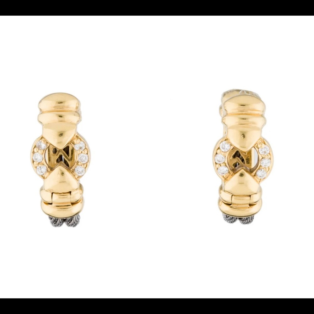 CHARRIOL 18k and stainless steel Diamond Hoop Earrings